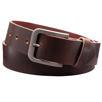 Ceinture 40 mm tout cuir modèle EH520-VL-marron foncé 1