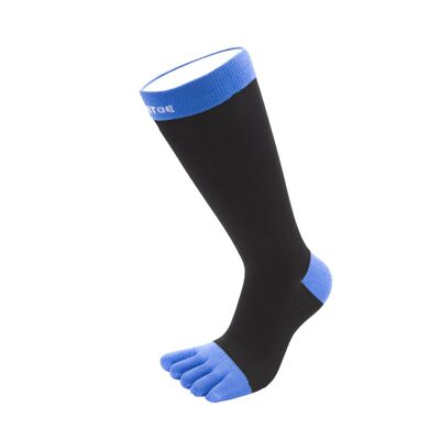 TOETOE® Essential Men Business Cotton Toe Socks - Black&Mid-Blue