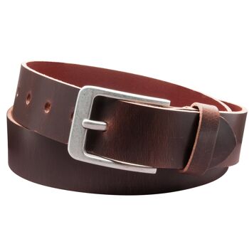 Ceinture 40 mm tout cuir modèle EH56-VL-marron foncé 1