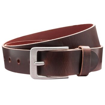 Ceinture 40 mm tout cuir modèle EH56-VL-marron foncé 2