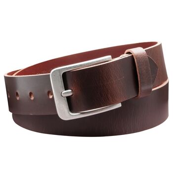 Ceinture 40 mm tout cuir modèle EH56-VL-marron foncé 3