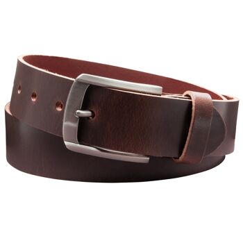 Ceinture 40 mm tout cuir modèle EH560-VL-marron foncé 1