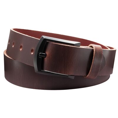 Ceinture 40 mm tout cuir modèle EH59-VL-marron foncé