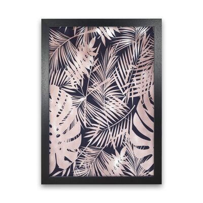 Lux Leaf Print Pink And Navy Art Print by Pixy Paper