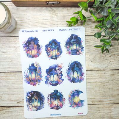 Sticker sheet in the theme magic lanterns 1 with enchanting colors
