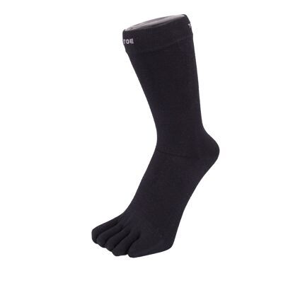 Chaussettes mi-mollet unies TOETOE® Essential en soie - Noir