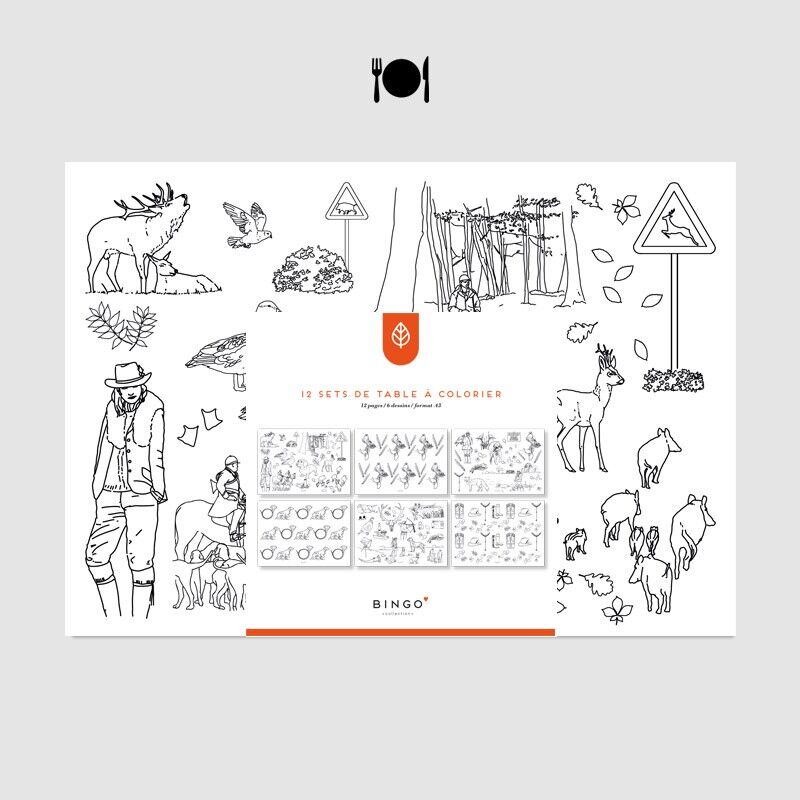 Sets de table à colorier "chasse"