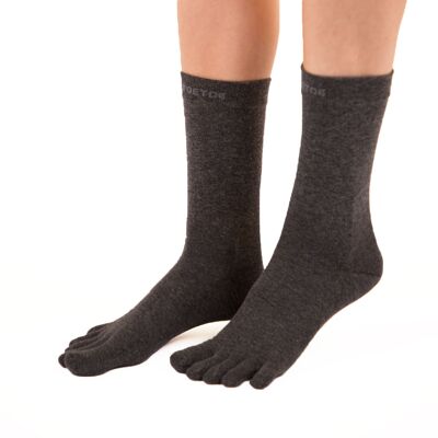 TOETOE® Health Silver Mid-Calf Toe Socks - Black