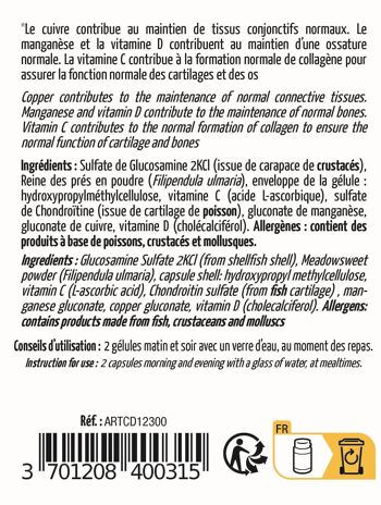 Formule Articulations douloureuses 7 en 1 Conua | GLUCOSAMINE + CHONDROÏTINE Mobilité & Souplesse Articulaire | Flexibilité Capital Osseux | + Vitamine C* et D* + Cuivre* + Manganèse + Reine des prés 6