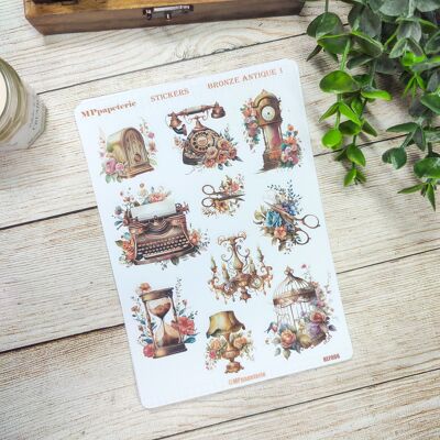 Sheet of stickers in the antique bronze theme 1