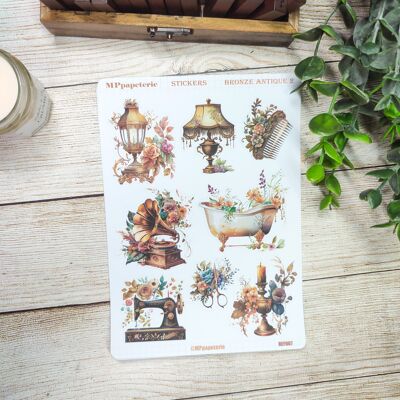 Sheet of stickers in the antique bronze theme 2
