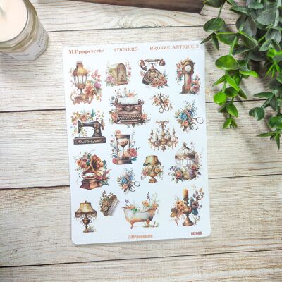 Sheet of stickers in the antique bronze theme 3