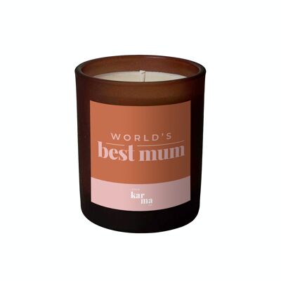 WORLD'S BEST MUM Mother's Day Slogan Candle - nachfüllbar, handgefertigt mit ätherischen Ölen