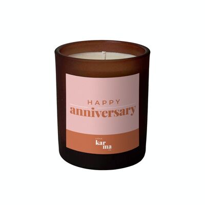 Kerze mit HAPPY ANNIVERSARY-Slogan – nachfüllbar, handgefertigt mit ätherischen Ölen