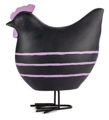 Poule noire à rayures violettes 25 cm UE 2