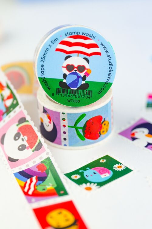 Stamp washi Tape Summertime with bees and pandas