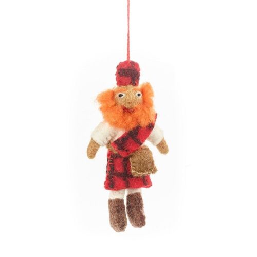 Handmade Needle Felt Lachlan the Scotsman Hanging Decoration