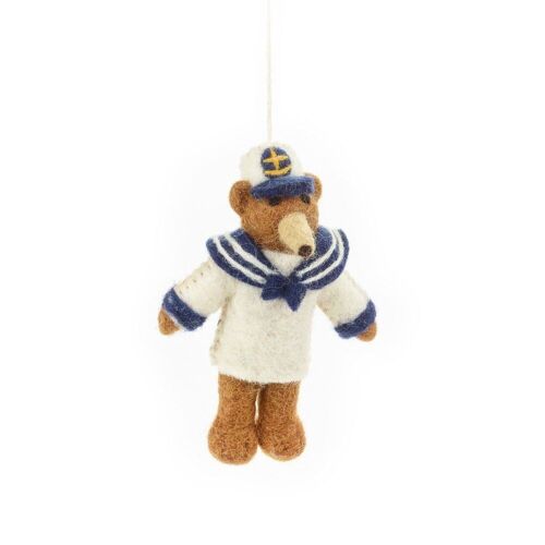 Handmade Needle Felt Sailor Bear Hanging Decoration