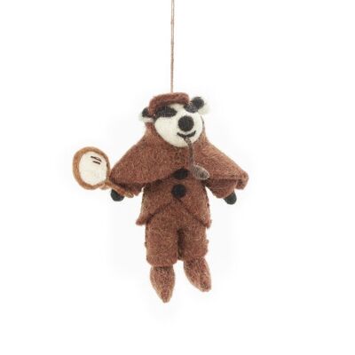 Decoración colgante hecha a mano de fieltro Sherlock Holmes Badger