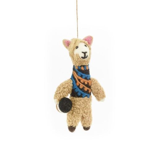 Handmade Felt Alexander Alpaca Hanging Decoration