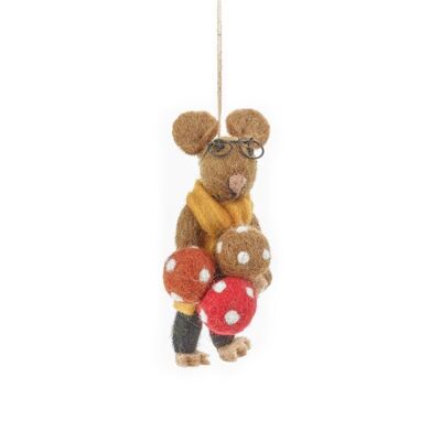 Handmade Needle Felt Oliver the Mouse Hanging Autumnal Decoration