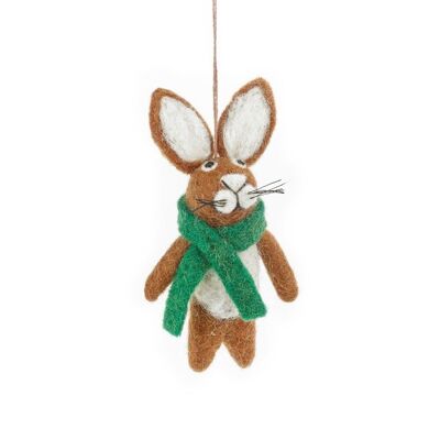 Handmade Felt Clover the Hare Hanging Woodland Decoration