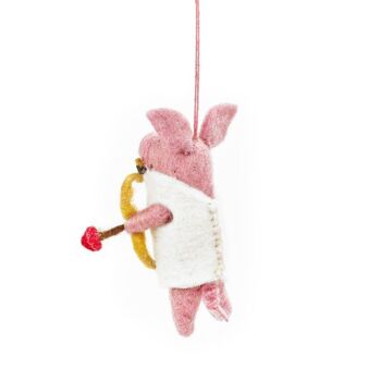 Décoration de la Saint-Valentin suspendue à la main en feutre à l'aiguille Cupidon cochon 2