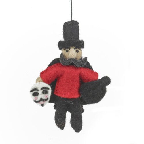 Handmade Felt Guy Fawkes Hanging Decoration