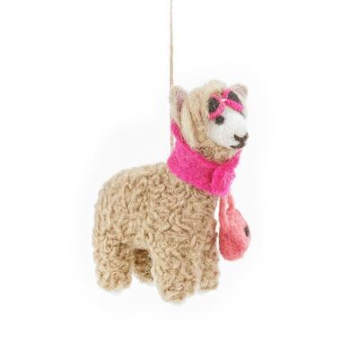 Handmade Felt Diva Alpaca Hanging Decoration