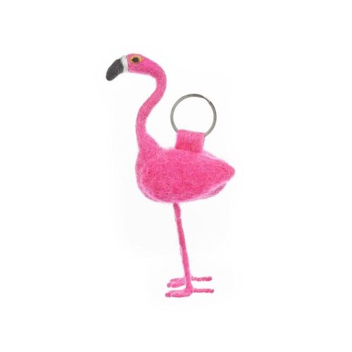 Handmade Felt Fairtrade Flamingo Keyring