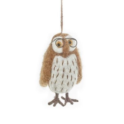 Feltro fatto a mano Wilson the Wise Owl Hanging Bird Decoration