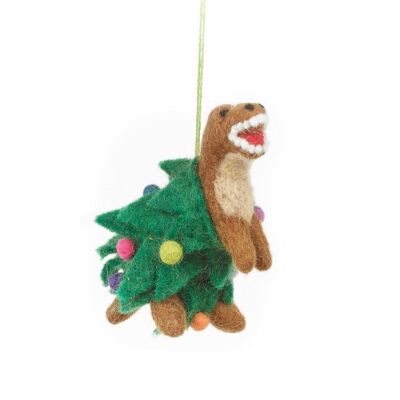Handmade Needle Felt Tree-Rex Hanging Christmas Dinosaur Decoration