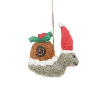 Handmade Felt Christmas Snail Hanging Decoration