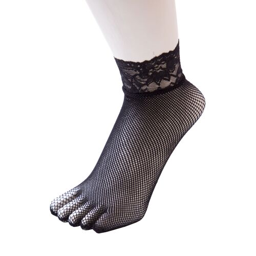 Buy wholesale TOETOE® Legwear Fishnet Nylon Ankle Toe Socks - Black