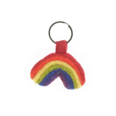Handgefertigter Fairtrade-Regenbogen-Schlüsselanhänger aus Filz