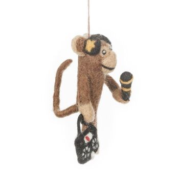 Décoration de singe suspendue à la main en feutre DJ Bananes 8