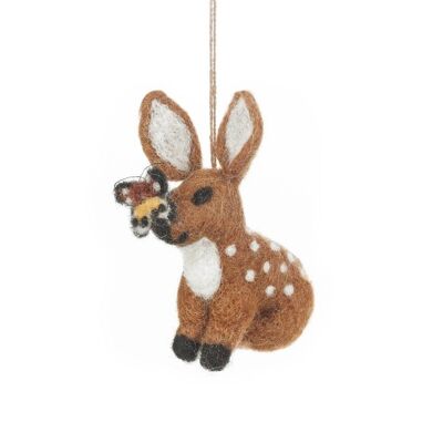 Fieltro hecho a mano Flora the Fawn Hanging Woodland Decoration