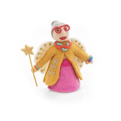 Handmade Felt Funky Fairy Godmother Yellow Christmas Tree Topper