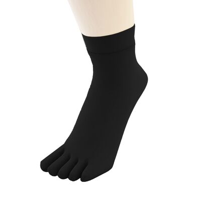 TOETOE® Legwear Plain Nylon Ankle Toe Socks - Black