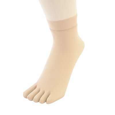 TOETOE® Legwear Plain Nylon Ankle Toe Socks - Beige