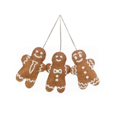 Amis en pain d'épice en feutre faits à la main (ensemble de 3) décorations de Noël à suspendre