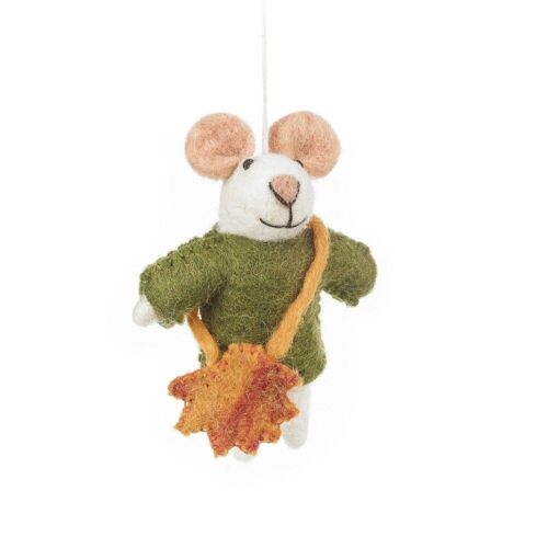 Handmade Felt George the Mouse Hanging Autumnal Woodland Decoration