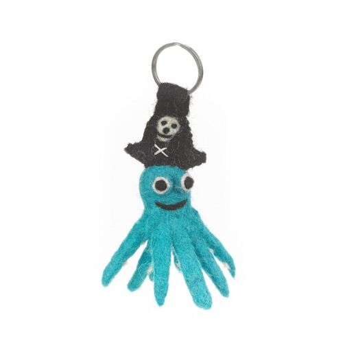 Handmade Felt Fair trade Pirate Octopus Keyring