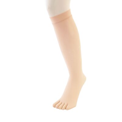 TOETOE® Legwear Plain Nylon Knee-High Toe Socks - Beige