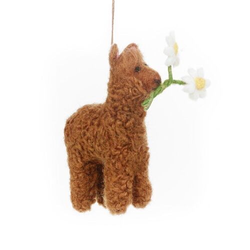 Handmade Felt Alison the Alpaca Hanging Decoration