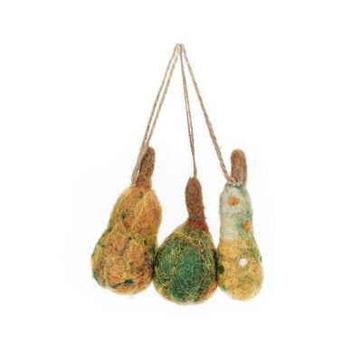 Zucche di gloria autunnale in feltro fatte a mano (set di 3) decorazioni da appendere
