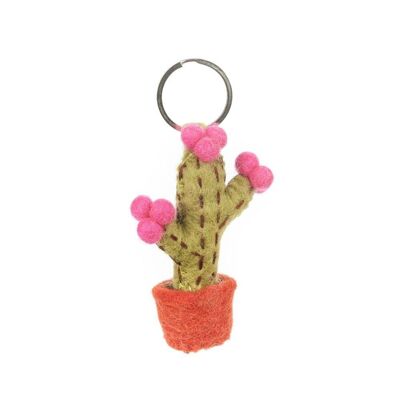 Llavero de cactus de comercio justo de fieltro hecho a mano