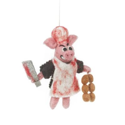 Decoración de cerdo de Halloween de cerdo vengativo de fieltro hecho a mano