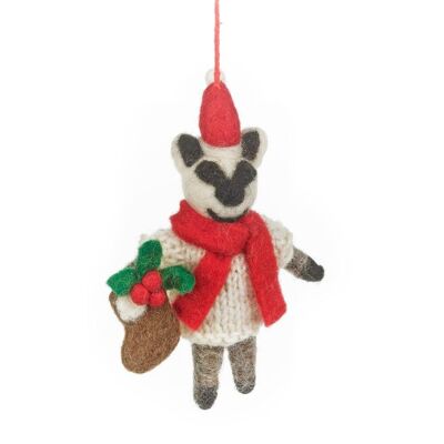 Handgefertigte Filz Noel the Christmas Badger Hängedekoration