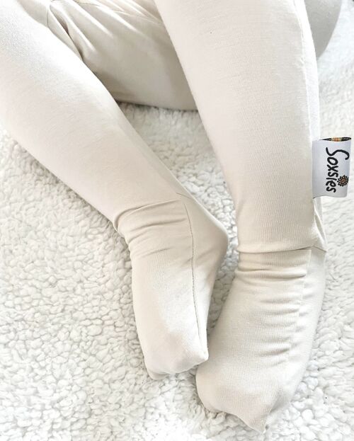 Tonal Cream Soxsies -leggings with integrated removable socks